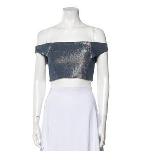 Michelle Mason Off-The-Shoulder Short Sleeve Crop Top Size: S | US 4